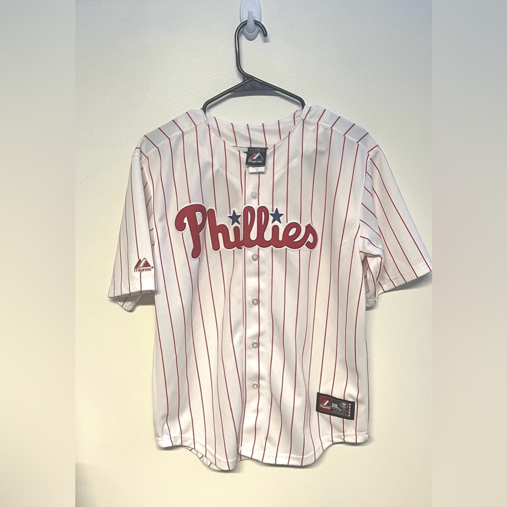 Utley Majestic Pillies Jersey MLB #26 Pinstripe Vntg Youth 14/16